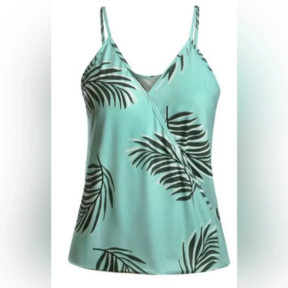Women's floral print v neck top in teal and black size small NWOT - Picture 2 of 7